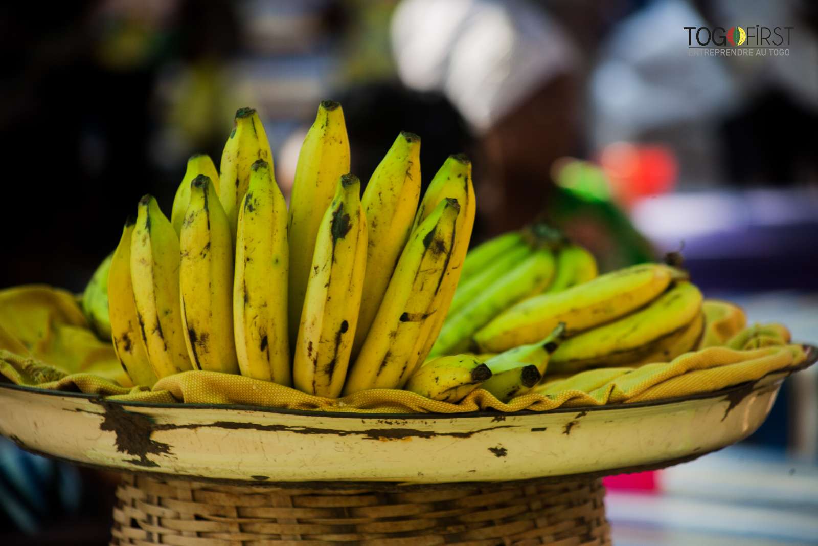 Un étalage de bananes à Lomé