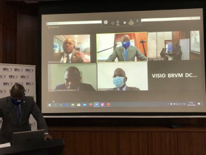 Coronavirus : la BRVM a r&eacute;alis&eacute; sa premi&egrave;re c&eacute;r&eacute;monie virtuelle de cotation de titres