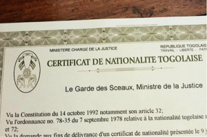 Une campagne d'&eacute;tablissement de certificats de nationalit&eacute; pour la diaspora togolaise dans la sous-r&eacute;gion