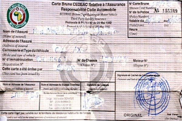 In Togo, the ECOWAS Brown Card for insurance is now compulsory