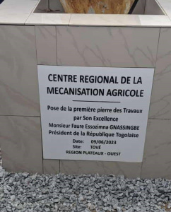 Togo: President Gnassingbé lays the first stone for an agricultural mechanization center in Kpalime