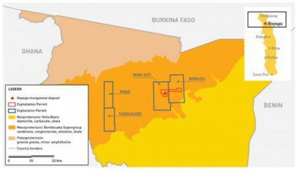 Production at the Nayega manganese mine should commence in Q1 2020