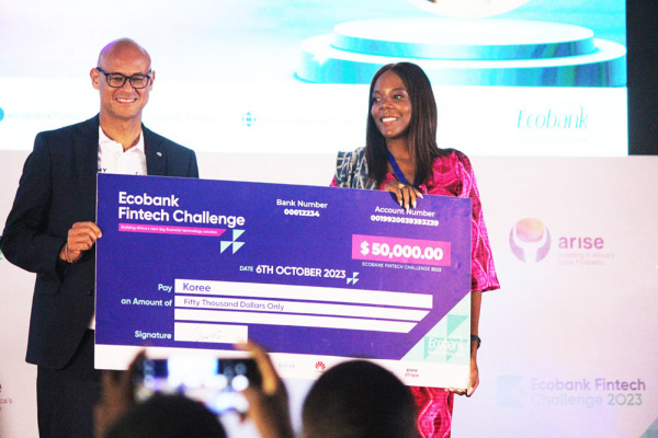 Koree de la Camerounaise Magalie Gauze-Sanga, remporte Ecobank Fintech Challenge 2023