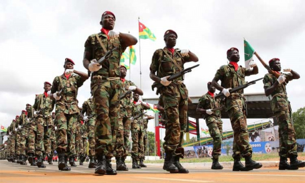 How much did Togo dedicate to military expenditures in 2020?